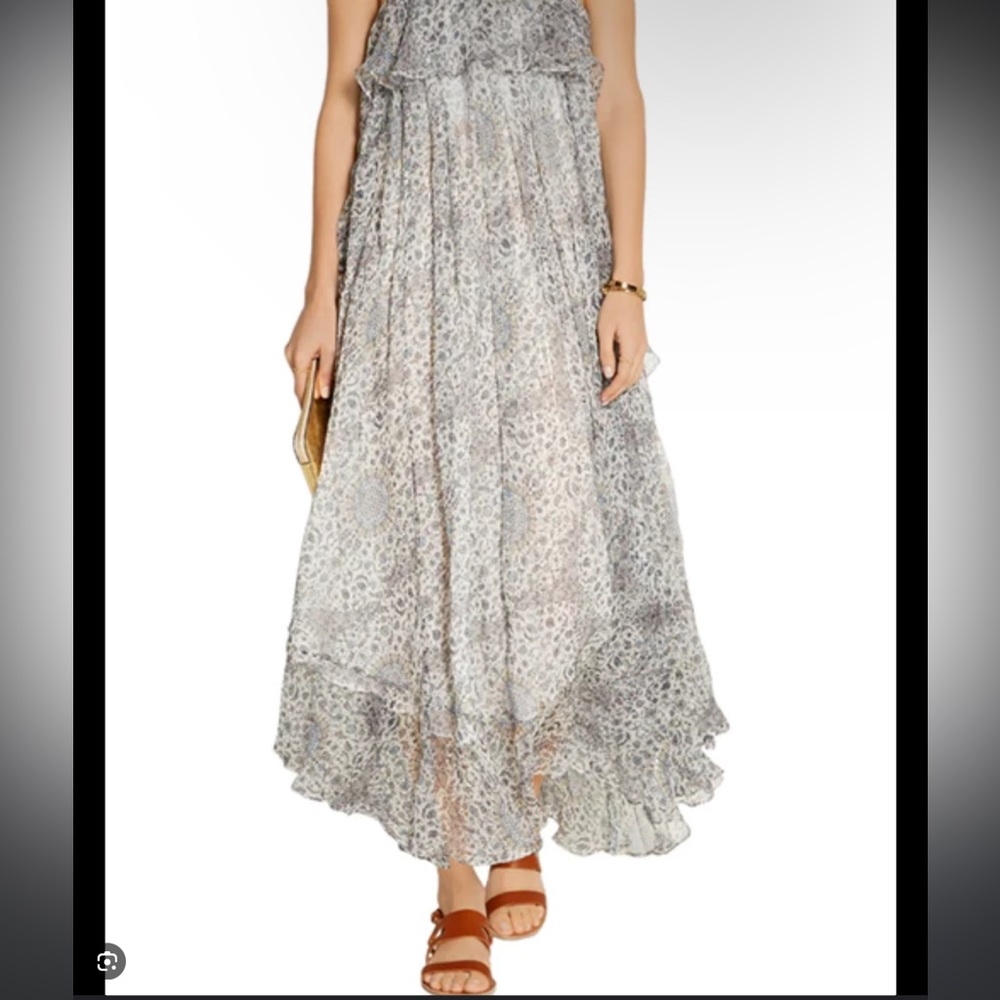 major ISO ZIMMERMANN FLORAL RUFFLE STRAPLESS MAXI DRESS STRAPLESS - Picture 2 of 2